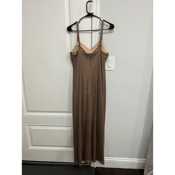 Onyx Nite Brown 2 Piece Evening Gown Jacket Spaghetti Straps Size L Shiny Finish - Picture 5 of 12